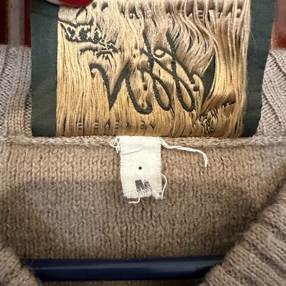 Vintage Niffi V-neck Pure New Wool Suede Patch Made in England Pullover Sweater - Picture 5 of 10